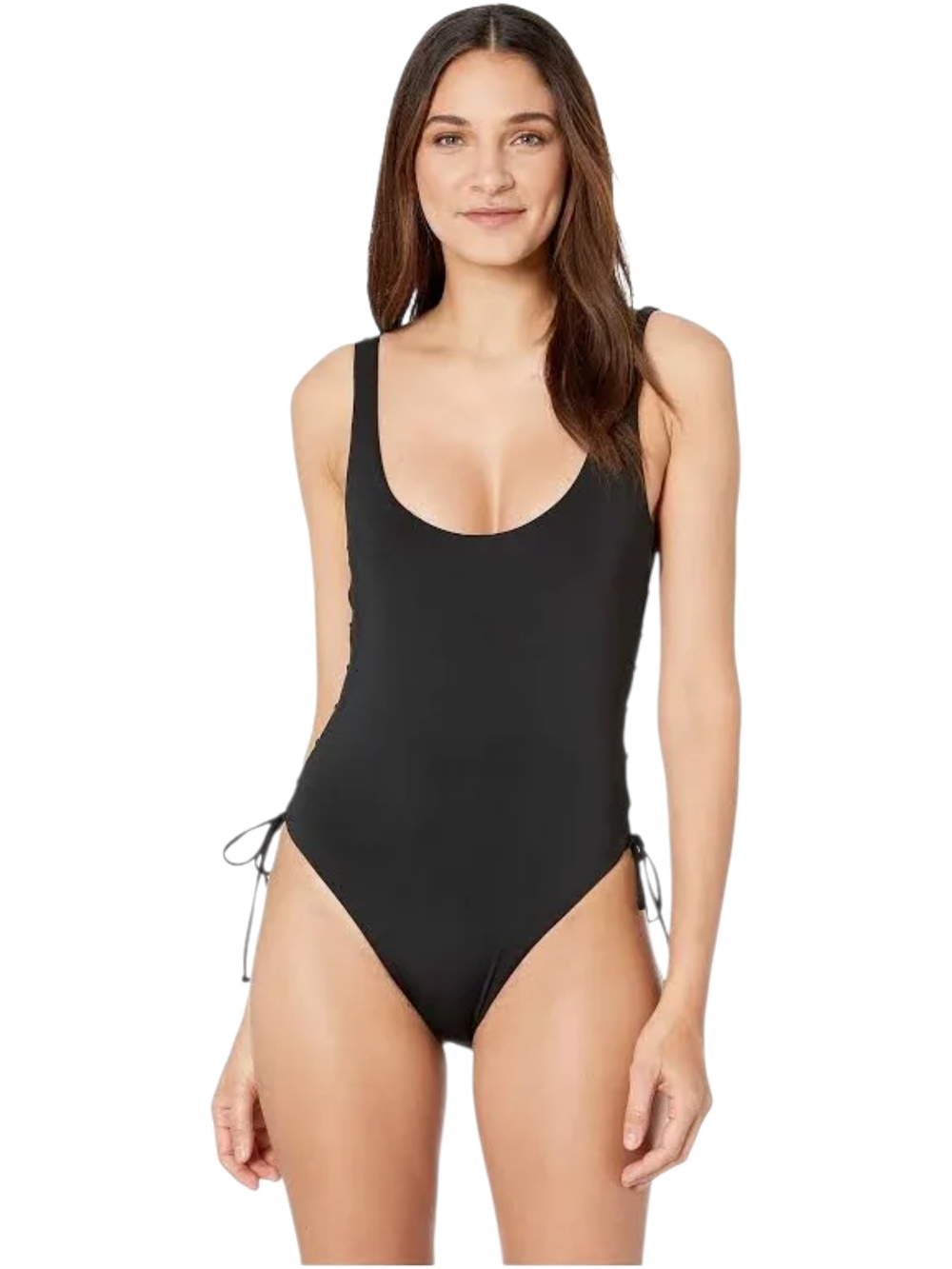 NWT The Bikini Lab Scoop Lace Up Side Ties Skimpy One Piece Swimsuit Black Small